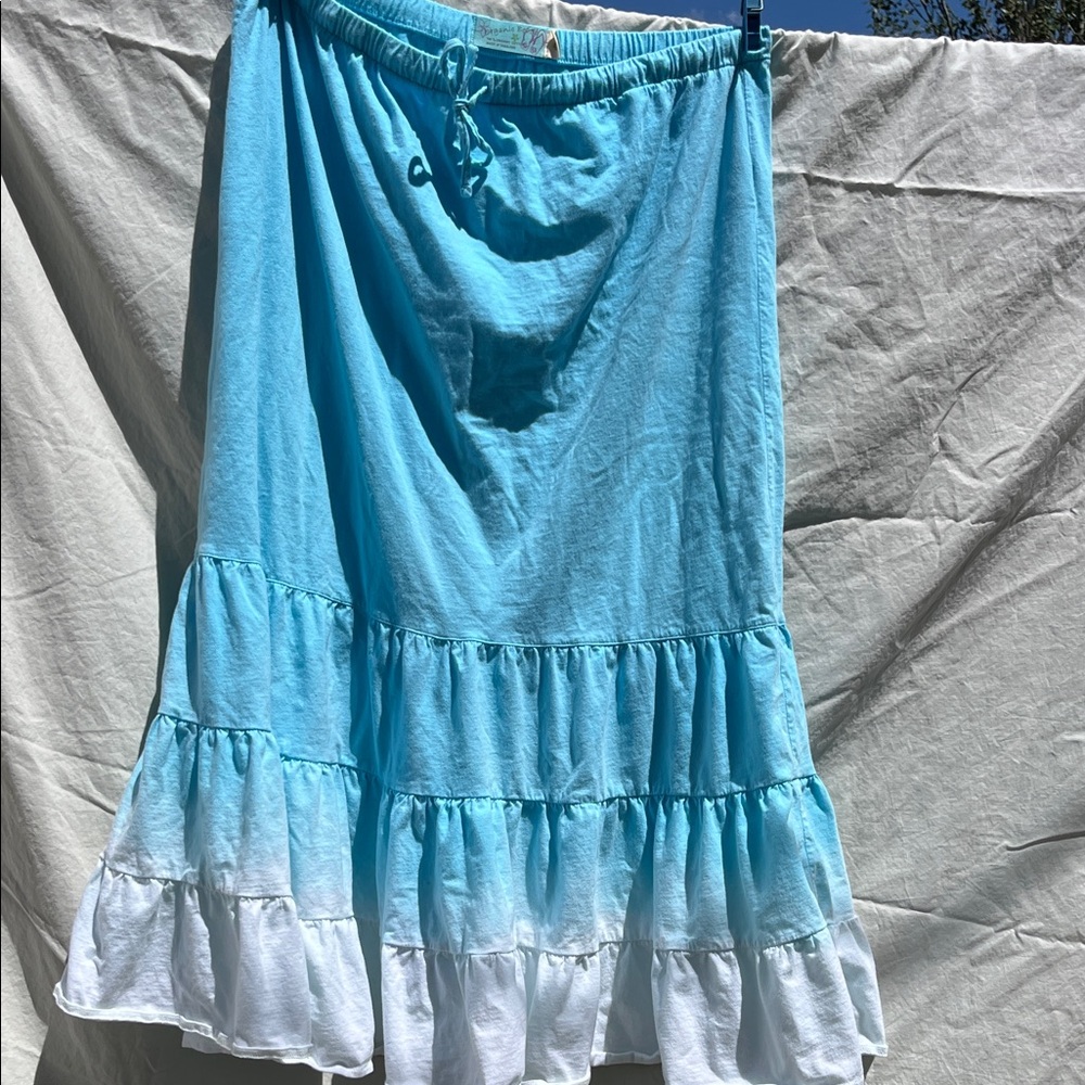 Light blue into white Women's Skirt beachwear size M 100% organic cotton